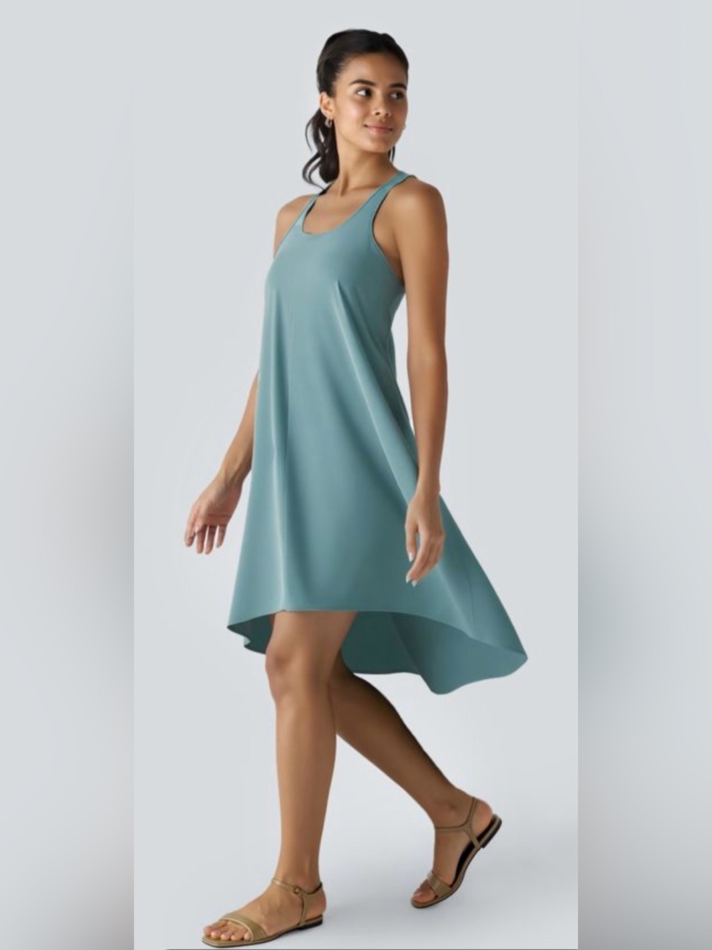Halara Breezeful Racerback High Low Dress flowy design with built-in shelf Bra